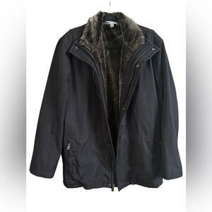 Marc New York Andrew Marc Black 3-in-1 Jacket Faux Fur Lined Utility Coat Large